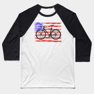 Cyclocross Bicycle American Flag Baseball T-Shirt